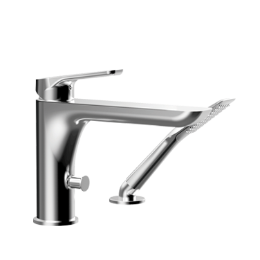2-piece deckmount tub filler with handshower