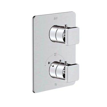 Riga trim set for thermostatic valve with 3-way diverter, shared functions
