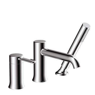 3-piece deckmount tub filler with handshower