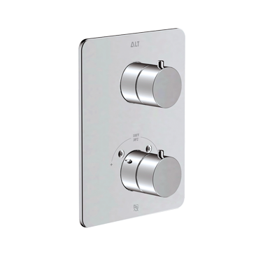 Via Dante trim set for thermostatic valve with 3-way diverter, non-shared functions