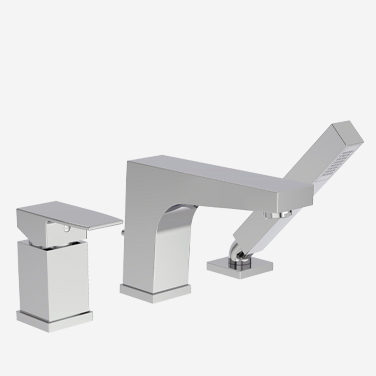 3-piece deckmount tub filler with handshower
